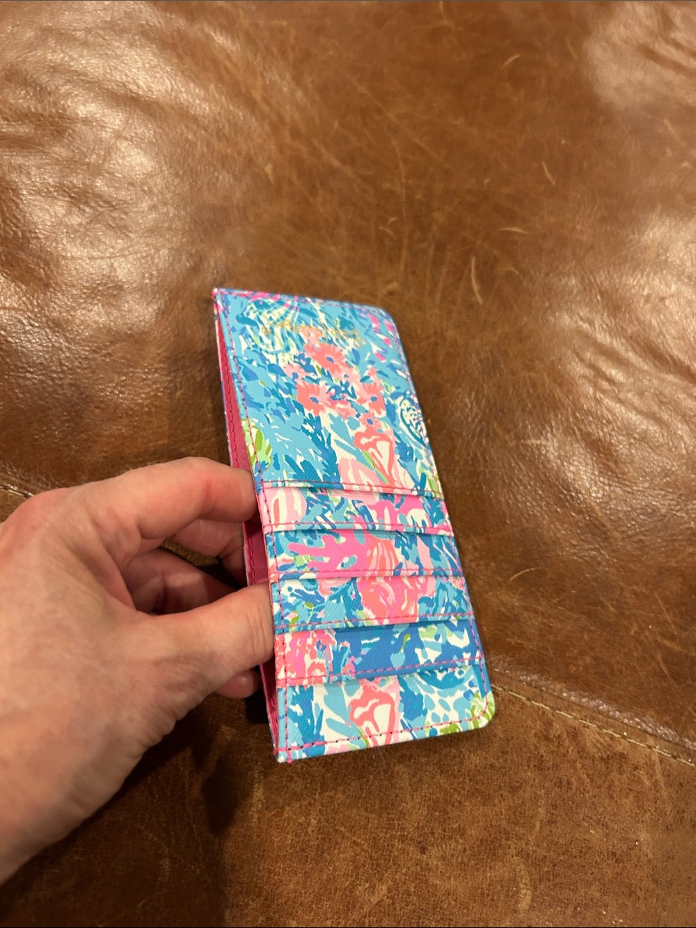 Lilly Pulitzer Coral & Aqua Floral Card Holder